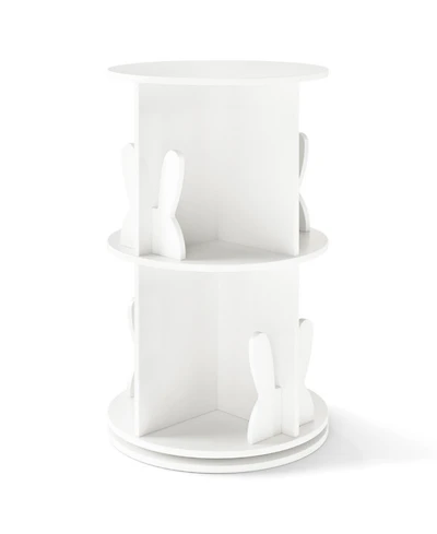 Sugift 2-Tier Freestanding Kids Rotating Bookshelf Storage Rack with Bunny Baffles