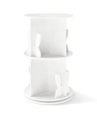 Sugift 2-Tier Freestanding Kids Rotating Bookshelf Storage Rack with Bunny Baffles