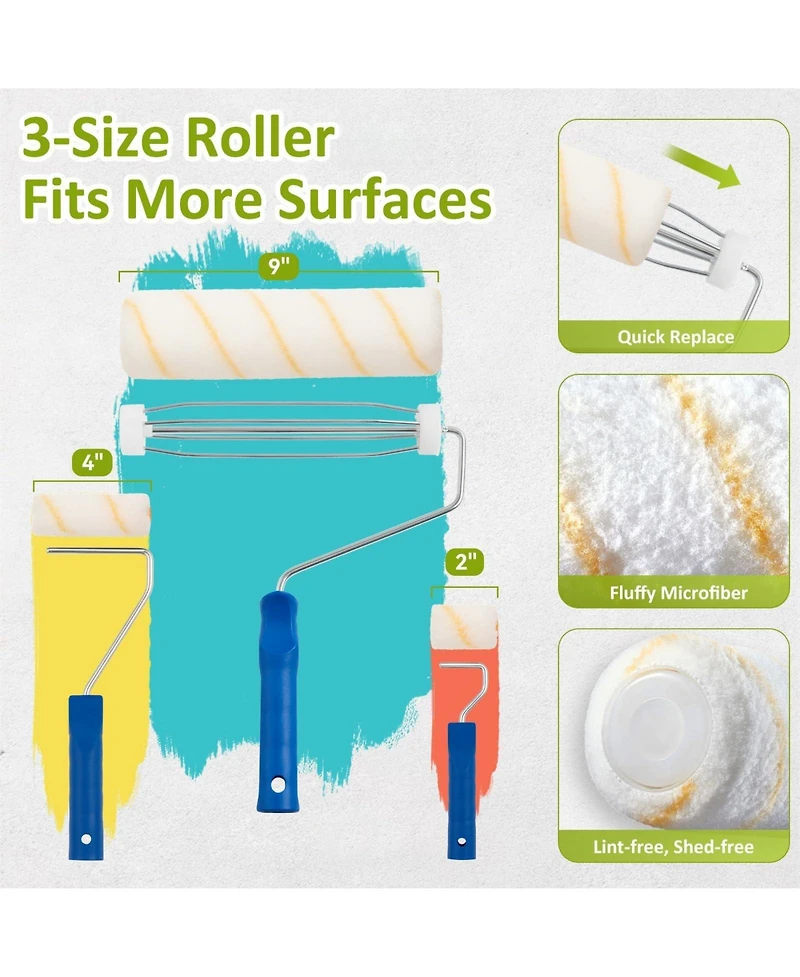 Xdovet Paint Roller Set includes extension pole, roller, tray, and multi-angle extension joint