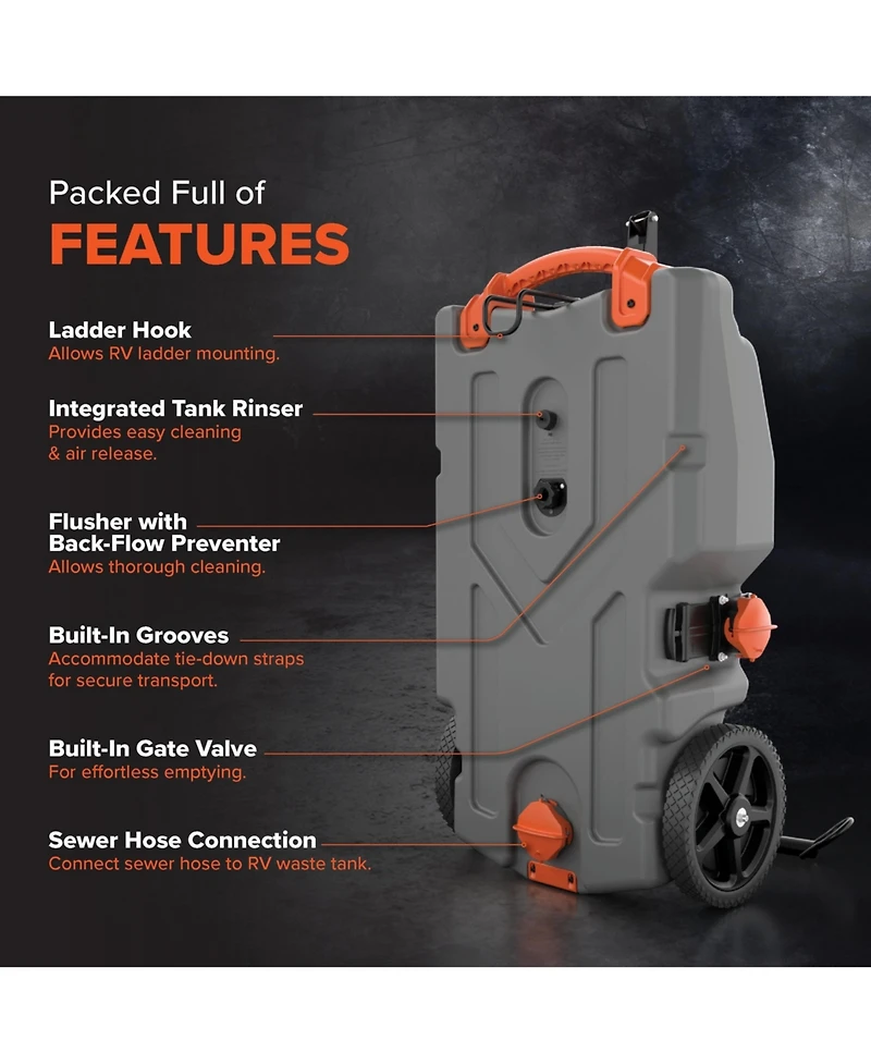 Camco 39005 Rhino Portable 28 Gallon Rv Waste Holding Tank with Hose and Accessories