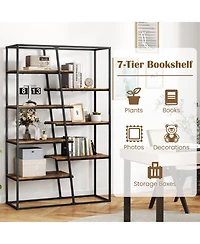 Sugift 71-Inch 7-Tier Industrial Etagere Bookcase with Heavy-Duty Metal Frame