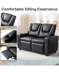 Sugift 2-Seater Kids Recliner Toddler Sofa Chair with 2 Cup Holders