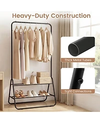 Sugift Heavy-Duty Clothes Rack with Hanging Rod and 2 Storage Shelves