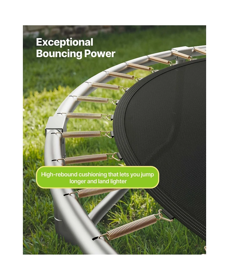 Hongge 15 ft Round Outdoor Trampoline with Zippered Enclosure Net