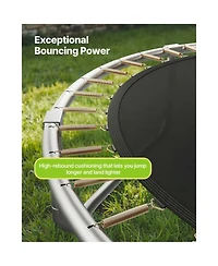 Hongge 15 ft Round Outdoor Trampoline with Zippered Enclosure Net