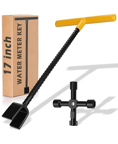 Xdovet Water Meter Key 4 Way Shut Off Valve Wrench T-handle