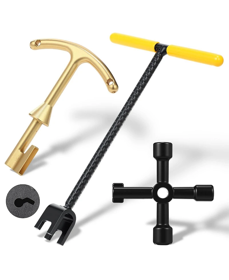 Xdovet Water Meter Key Steel Wrench T-Handle 4-Way Valve Tool