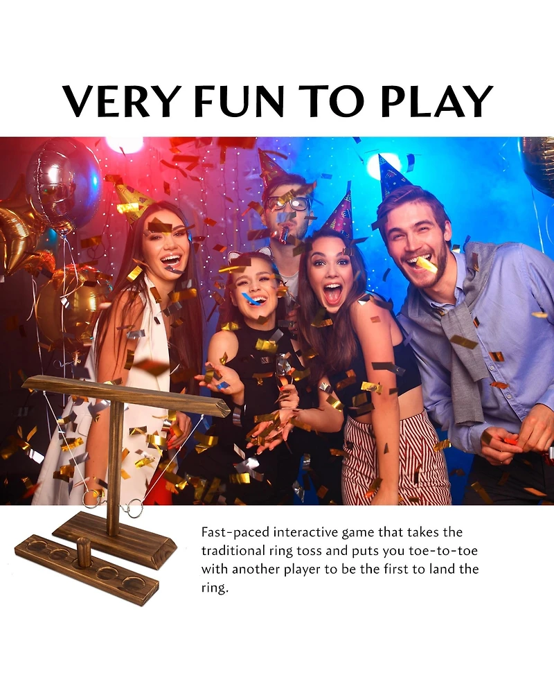 Aofar Ring Toss Game Wooden Hook Bar Party 15.7" X 13
