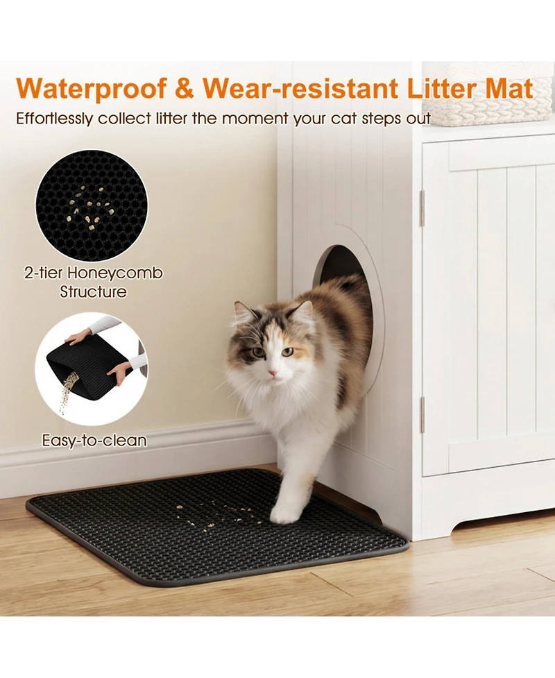Sugift Wooden Hidden Cat Litter Box Enclosure Pet Washroom Furniture