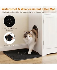 Sugift Wooden Hidden Cat Litter Box Enclosure Pet Washroom Furniture