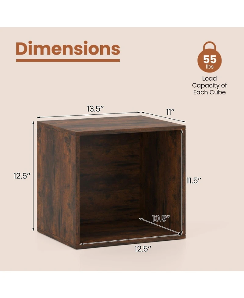 Sugift Stackable Cube Storage Organizer Open Wooden Book Shelf Display Shelving Unit