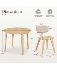 Sugift 3-Piece Dining Table Set with 2 Padded Chairs and 37.5in Round Rubber Wood Table