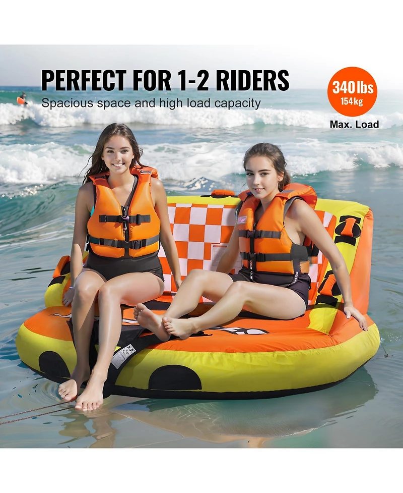 Hongge Inflatable High-Back Deck Seat Towable Tube for 2 Riders