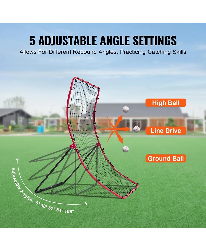 Hongge Adjustable-Angle Baseball PitchBack Rebounder Net 4 x 5.5 ft