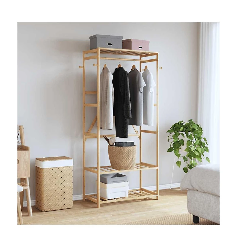 vidaXL Clothes Rack with Shelves 31.5"x15.7"x68.9" Bamboo