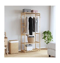 vidaXL Clothes Rack with Shelves 31.5"x15.7"x68.9" Bamboo