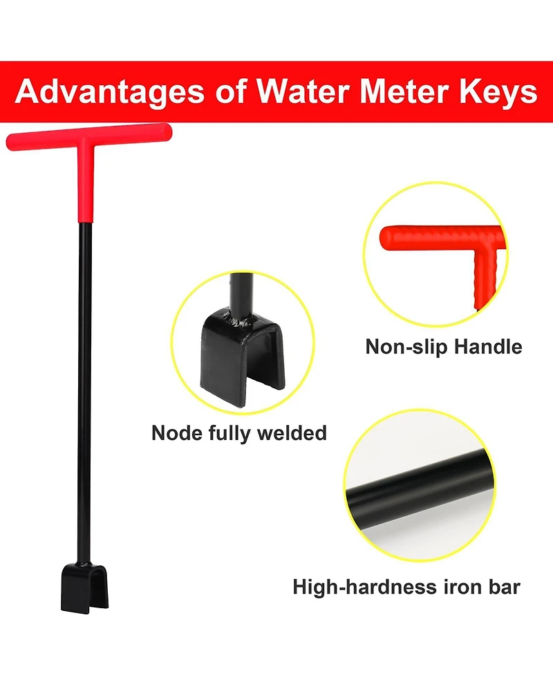 Xdovet Water Meter Key 4-Way Utility Shut Off Tool