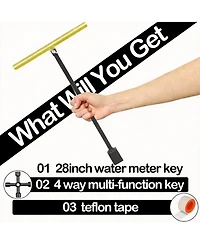 Xdovet Water Meter Key Shut Off Tool Steel 4 Way Seal Tape