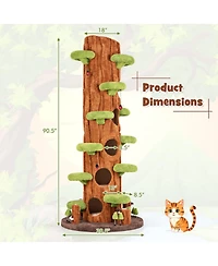 Sugift 90.5 in Tall Multifunctional Cat Tree With Private Condos and Top Perch for Indoor Cats