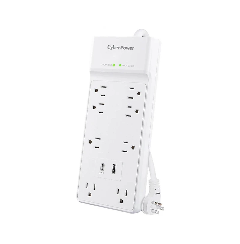 CyberPower 8-Outlet Surge Protector Power Strip with Usb Charging 6 ft.