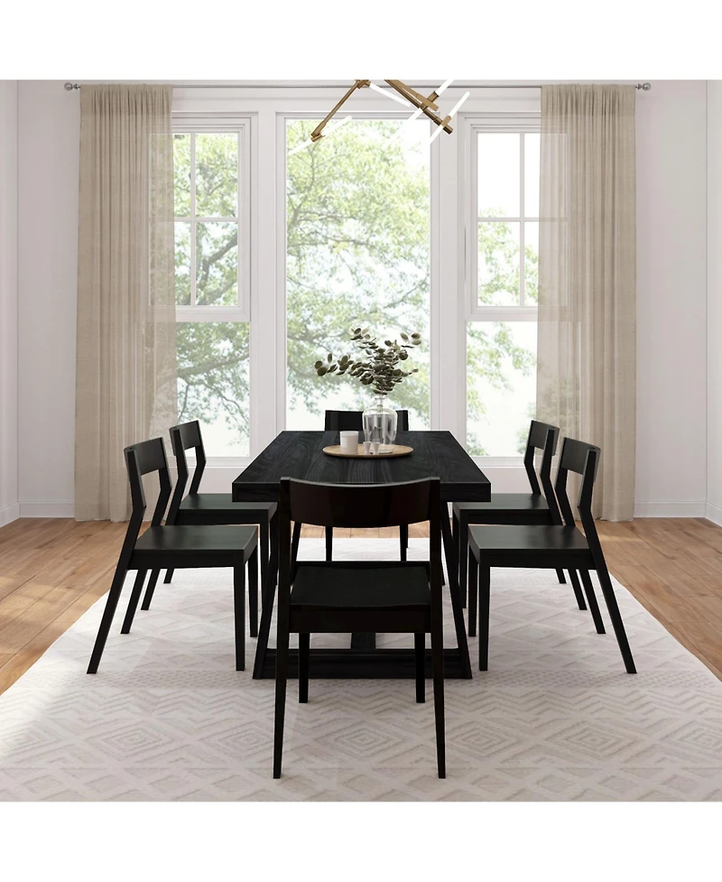 Plank+Beam 72" Classic Solid Wood Dining Table Set + 6 Chairs
