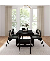 Plank+Beam 72" Classic Solid Wood Dining Table Set + 6 Chairs