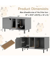 Sugift 40 in Cat Litter Box Enclosure for 2 Cats Hidden Cat Washroom