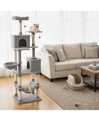 Sugift 80 in Tall Cat Tree with 2 Large Condos and Dangling Toys