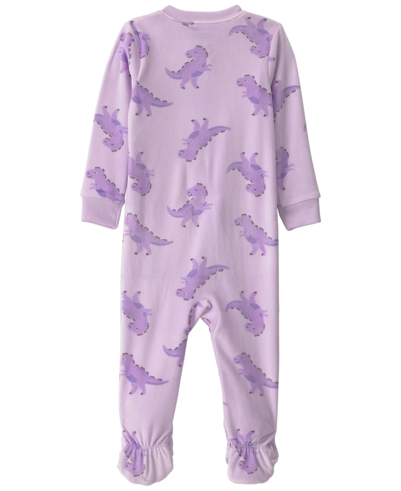 Carters Baby Girls' Dino 2-Way Zip Dream Plush Snug-Fit Footed Pajama