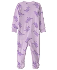 Carters Baby Girls' Dino 2-Way Zip Dream Plush Snug-Fit Footed Pajama