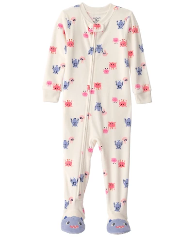 Carters Baby Girls' Monster 2-Way Zip Dream Plush Snug-Fit Footed Pajama