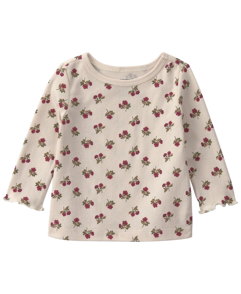 Carters Baby Girls' Long-Sleeve Top and Floral Overall 2-Piece Set