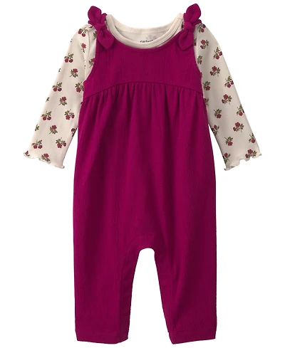 Carters Baby Girls' Long-Sleeve Top and Floral Overall 2-Piece Set