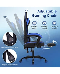 Sugift Height Adjustable Ergonomic Gaming Chair with Headrest Footrest and 90degree(s) to 135degree(s) Recline