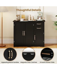 Sugift 40 Inch Modern Kitchen Sideboard Buffet Cabinet with 2 Drawers and Adjustable Shelf