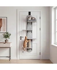 Sugift Door Hanging Cat Climber 4-Level Height Adjustable With Plush Bed