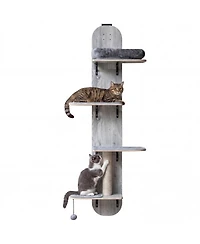 Sugift Door Hanging Cat Climber 4-Level Height Adjustable With Plush Bed