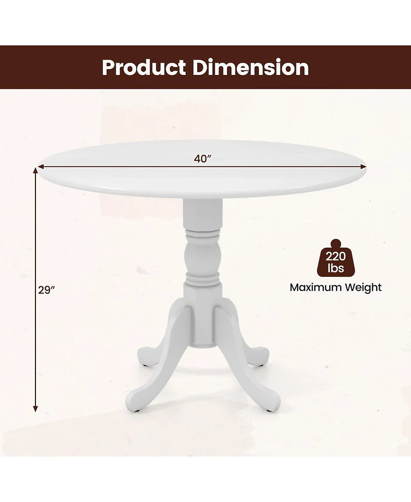 Sugift Wooden Dining Table with Round Tabletop and Curved Trestle Legs