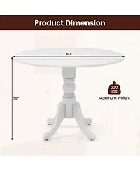 Sugift Wooden Dining Table with Round Tabletop and Curved Trestle Legs