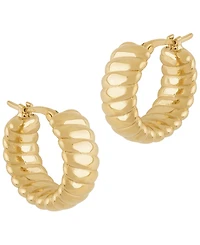 Macy's Sculptured Wide Shrimp Hoop Earrings in 14k Yellow Gold
