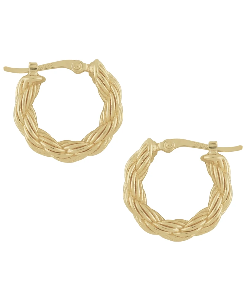 Macy's Sculptured Rope Chain Hoop Earrings in 14k Yellow Gold