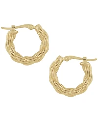 Macy's Sculptured Rope Chain Hoop Earrings in 14k Yellow Gold