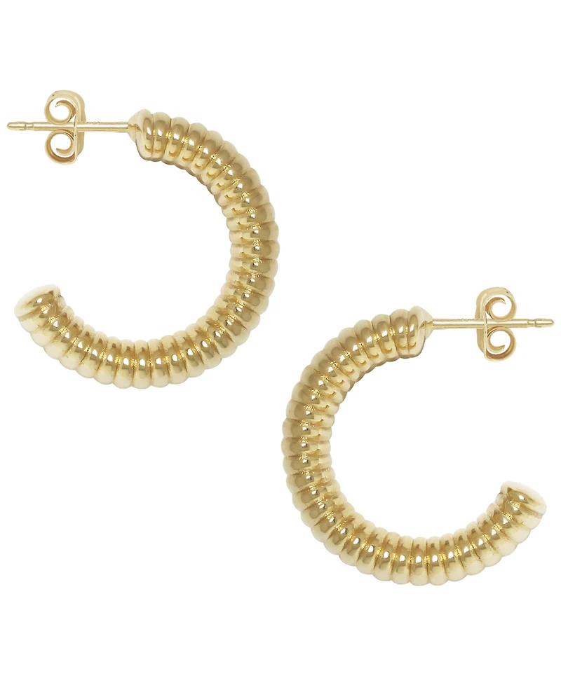 Macy's Sculptured Multi Ribbed Hoop Earrings in 14k Yellow Gold