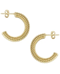 Macy's Sculptured Multi Ribbed Hoop Earrings in 14k Yellow Gold