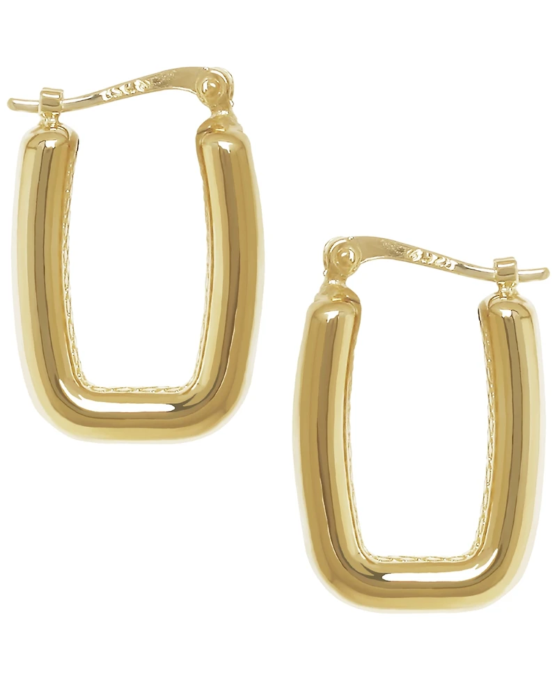 Macy's Sculptured Bold Rectangle Hoop Earrings in 14k Yellow Gold