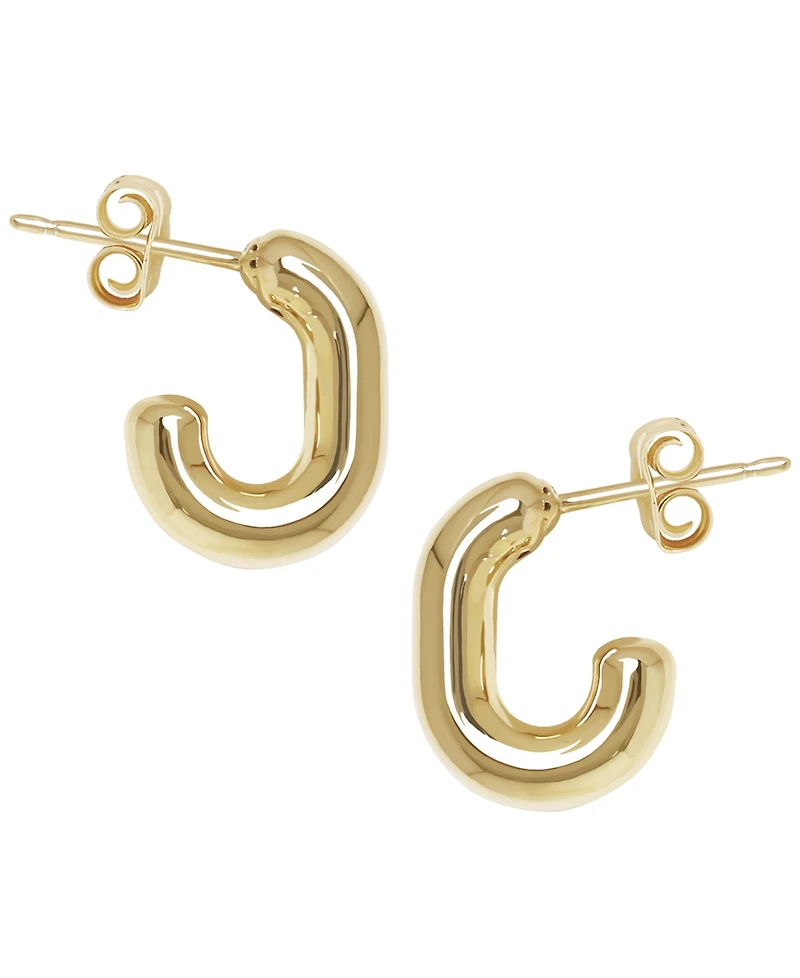 Macy's Sculptured Small Bold J Hoop Earrings in 14k Yellow Gold