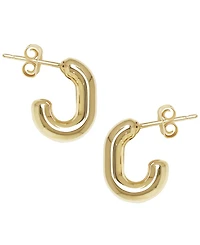 Macy's Sculptured Small Bold J Hoop Earrings in 14k Yellow Gold