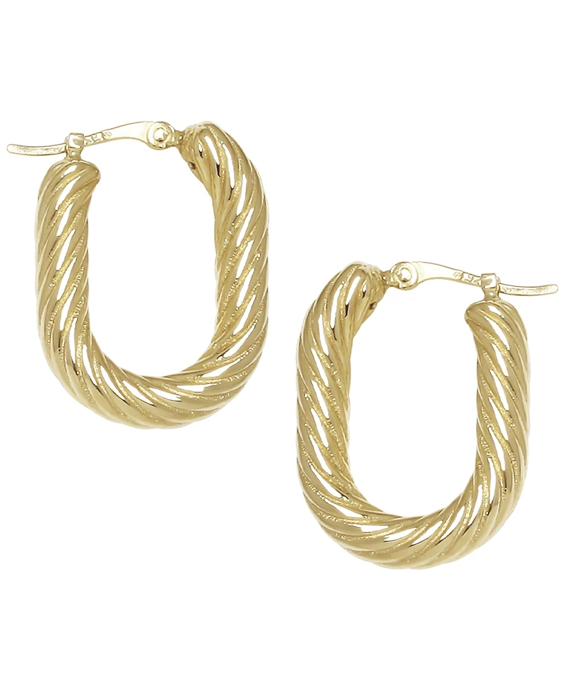 Macy's Sculptured Oval Spiral Cable Twist Hoop Earrings in 14k Yellow Gold