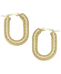 Macy's Sculptured Oval Spiral Cable Twist Hoop Earrings in 14k Yellow Gold