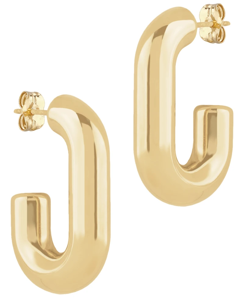 Macy's Sculptured Oval Tube J Hoop Earrings in 14k Yellow Gold
